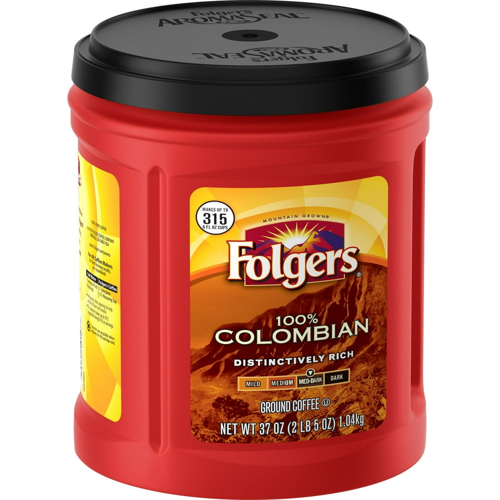 Folgers 100 Colombian Ground Coffee, MediumDark Roast, 37Ounce