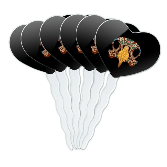 Eagle Skull Day Of The Dead Southwestern Heart Love Cupcake Picks Toppers Decoration Set of 6