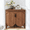 Walnut, variant on LEFHDA Mid-Century Modern Corner Cabinet, 30" Tall 2-Tier Storage with Curved Doors & Adjustable Shelves for Bathroom, Living Room, Entryway (Black)