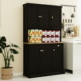 thumbnail image 3 of 71" Kitchen Cabinet With Drawer And Compartments - Black. Spacious Interior, Adjustable Options, A Contemporary Look Shelves For Oyster Sauce Bottles, Microwave Stand Area, 6 Doors 1 Black, 3 of 7