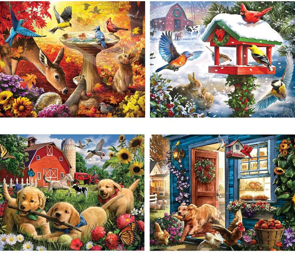 Bits and Pieces Country Living Jigsaw Puzzles by Larry Jones 1000 Piece 4-in-1 Multi-Pack 20 x 27 Inch