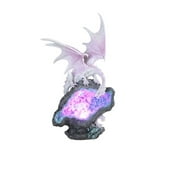 Q-Max 8.75"H Silvery Dragon with LED Blue/Purple Crystal Stone Statue Fantasy Decoration Figurine