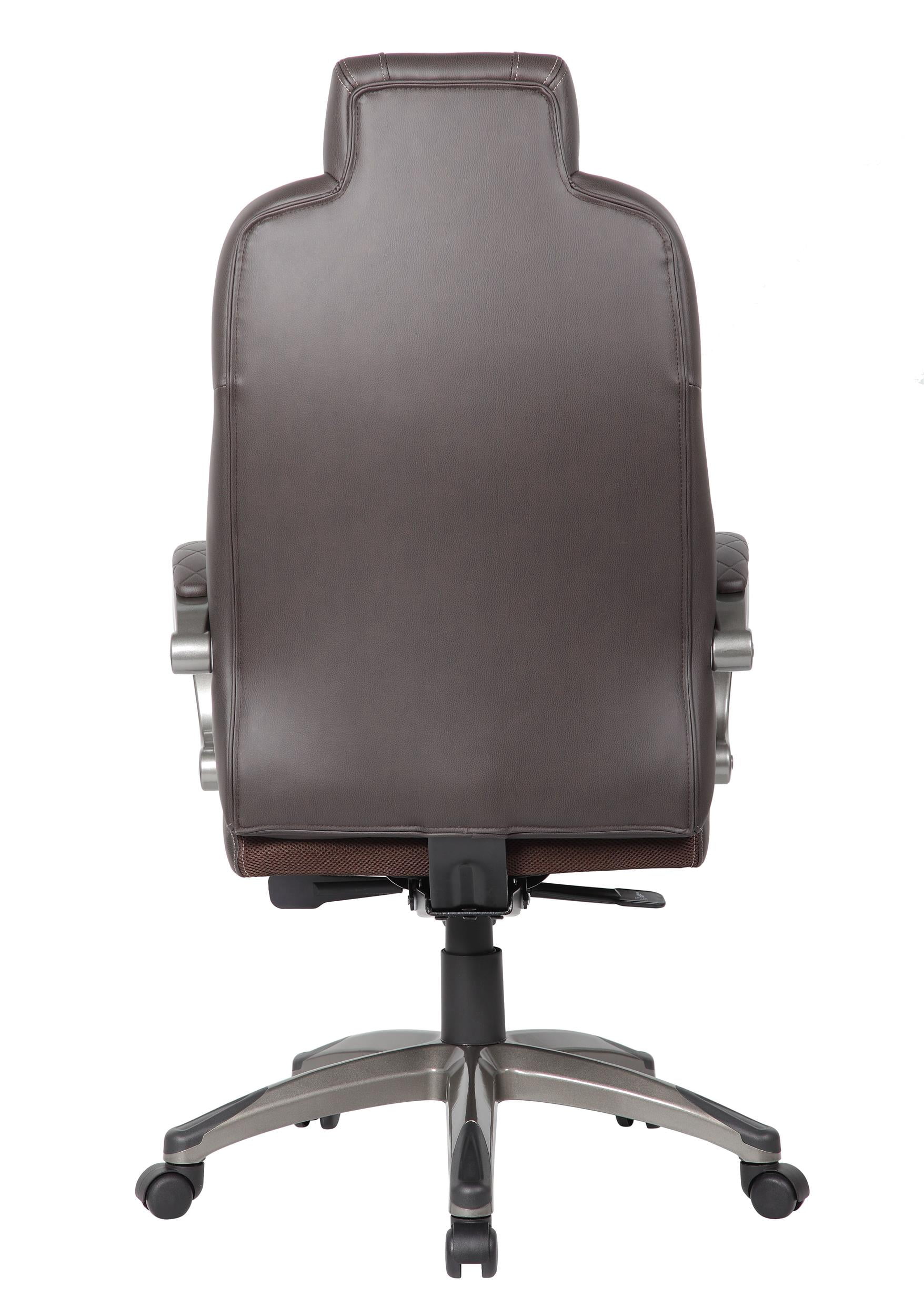 Boss Office Products Executive Hinged Arm Chair with Casters, Brown