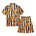 thumbnail image 4 of Men's Printed Halloween Shirt Short Sleeve V Neck CasualShort Sleeve Button Down Sleepwear Comfortable Button Full Print Casual Shirt for Mens,#12 XL, 4 of 4