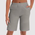 thumbnail image 2 of RQYYD Women's Bermuda Shorts Plus Size Long Casual Summer Knee Length Pull On Lounge Shorts with Pockets Gray XXL, 2 of 7