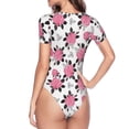 thumbnail image 4 of The Xecao Rose Flowers Women's Crew Neck Body Suit, a short-sleeved bodysuit and basic swimsuit, both comfort and style for dating and daily life, 4 of 9