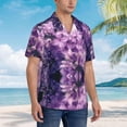 thumbnail image 4 of Lilac Flowers Mens Hawaiian Shirt Short Sleeve Casual Button Up Tropical Summer Beach Shirt, 4 of 9