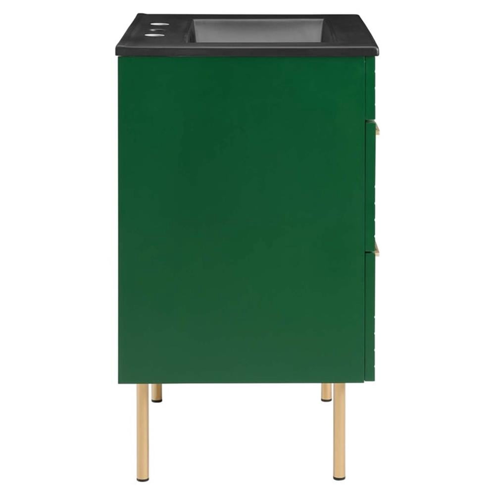 Modway Daybreak 24" Rubberwood MDF Particleboard Bathroom Vanity - Green/Black