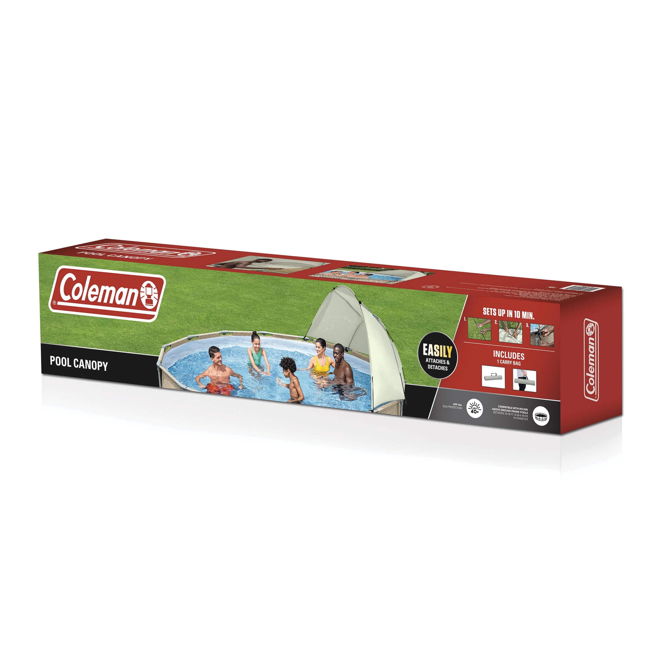 Coleman 10-18 ft Above Ground Outdoor Pool Canopy Sunshade