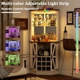 thumbnail image 2 of Farmhouse Corner Bar Cabinet, Modern Freestanding Wood Cabinet with Storage and Wine Holder, Tall Display Bar Cabinet with LED Lights and Mirror, White, 2 of 7