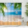 2024 DREAMFIRE Seaside Scenery Bathroom Shower Curtain Tropical Ocean