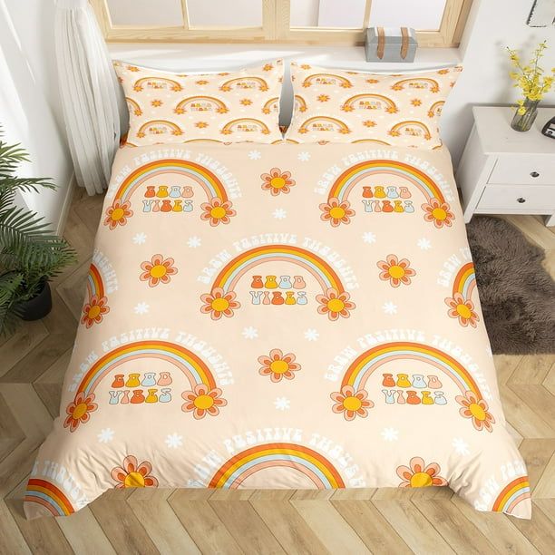 YST Girls Cute Bedding Sets Twin Kids Pastel Rainbow Comforter Cover