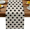thumbnail image 6 of Pastoral Black Polka Dots on Vintage Linen Table Runner-90 Inch Long Wave Point Table Runners Linen Burlap Tablerunner for Kitchen Dining Room Holiday Party, 6 of 9