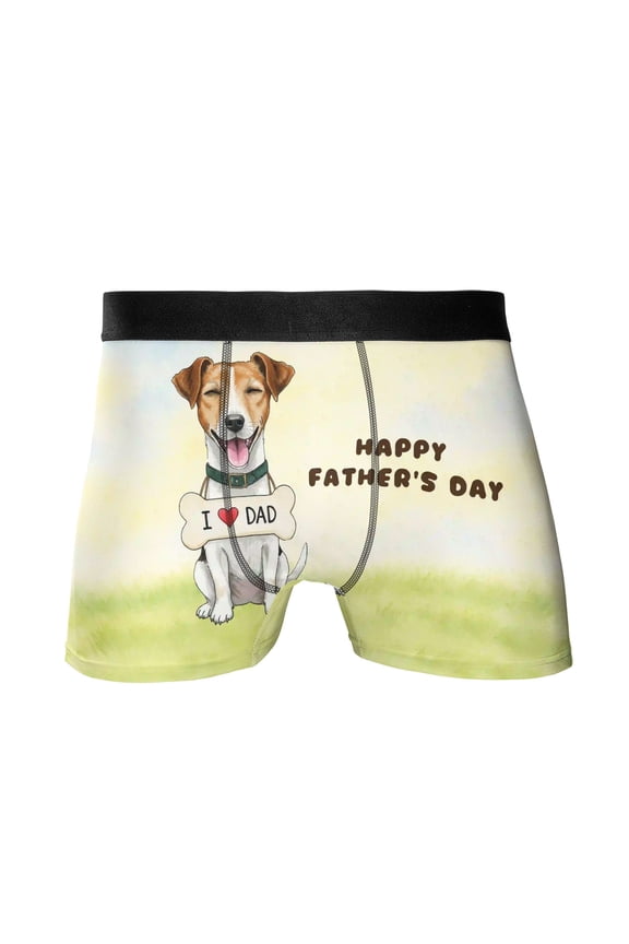 Cute Jack Russell Terrier Loves Dad Happy Father's Day All Over Print Boxer Briefs Underwear for Men Dad Parson Jack Dog Lover - 12008