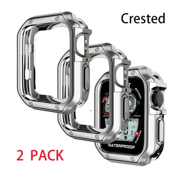 LEIXIUER 2 Pack TPU Cover Case Compatible with Apple Watch 45mm/41mm 44mm/40mm/42mm/38mm bumper Accessories Screen Protector iWatch Series 8 6 5 4 3 SE 7 8- Silver