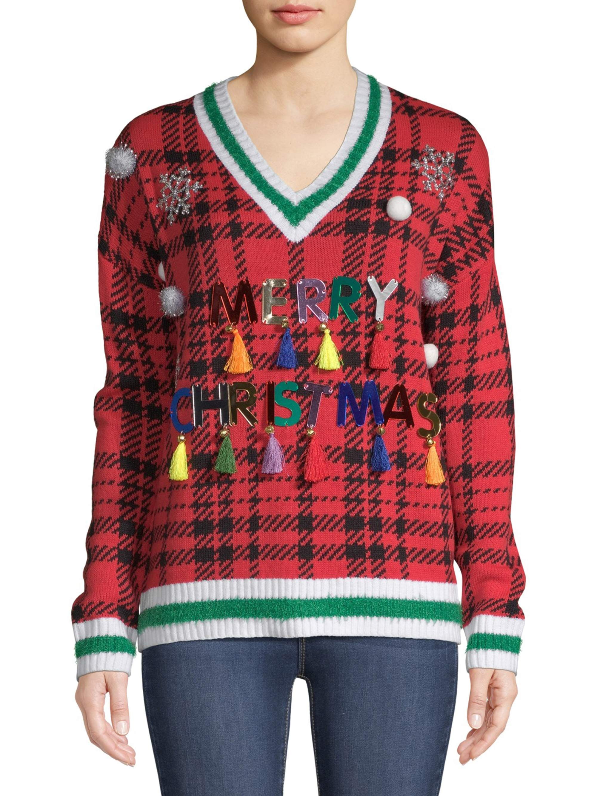 ochtendgloren bagageruimte speelgoed Holiday Time Merry Christmas Womens' Ugly Christmas Sweater, Red Plaid -  Walmart.com