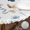 thumbnail image 3 of Blue Yellow Spring Floral Round Tablecloth, Fitted Table Cover with Elastic for 55"-60" Round Tables, Watercolor Botanical Flowers Table Cloth Outdoor Indoor Dinning Party Waterproof Tablecloths, 3 of 7