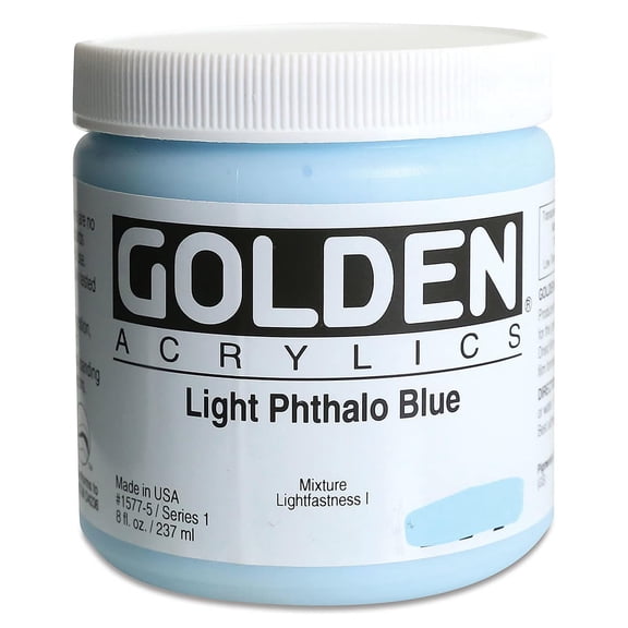 Golden Heavy Body Artist Acrylics - Light Phthalo Blue, 8 oz