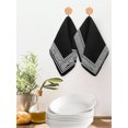 thumbnail image 2 of Black Geometric Kitchen Dish Towels for Drying Dishes Set of 2, Country Farm Traditional Chinese Tile Waffle Weave Microfiber Hand Tea Bathroom Towels Quick Dry & Absorbent Towel 12x12, 2 of 7