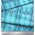thumbnail image 2 of Soimoi Blue Cotton Duck Fabric Leaf Floral Printed Fabric 1 Yard 42 Inch Wide, 2 of 3