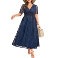 thumbnail image 2 of Vestido Pinup Fashion Maxi de chifón azul marino para mujer, talla grande, 2 of 6