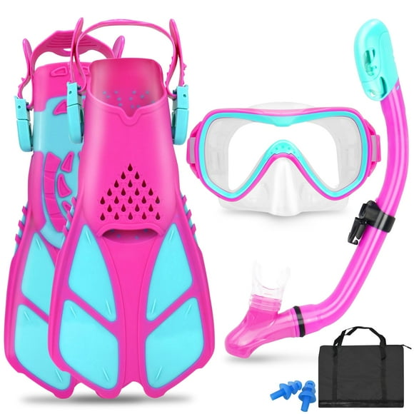 Set de Snorkel FosDero para Niños Máscara y Aletas para Niños de 6 a 14 Años Morado