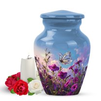Yatskia Purple Petunia Small Urns for Human Ashes Keepsake, Mini Memorial Urn for Ashes Adult Male, Little Cremation Urns for Adult Ash, (Classic Pack of 1, 3 Inch)