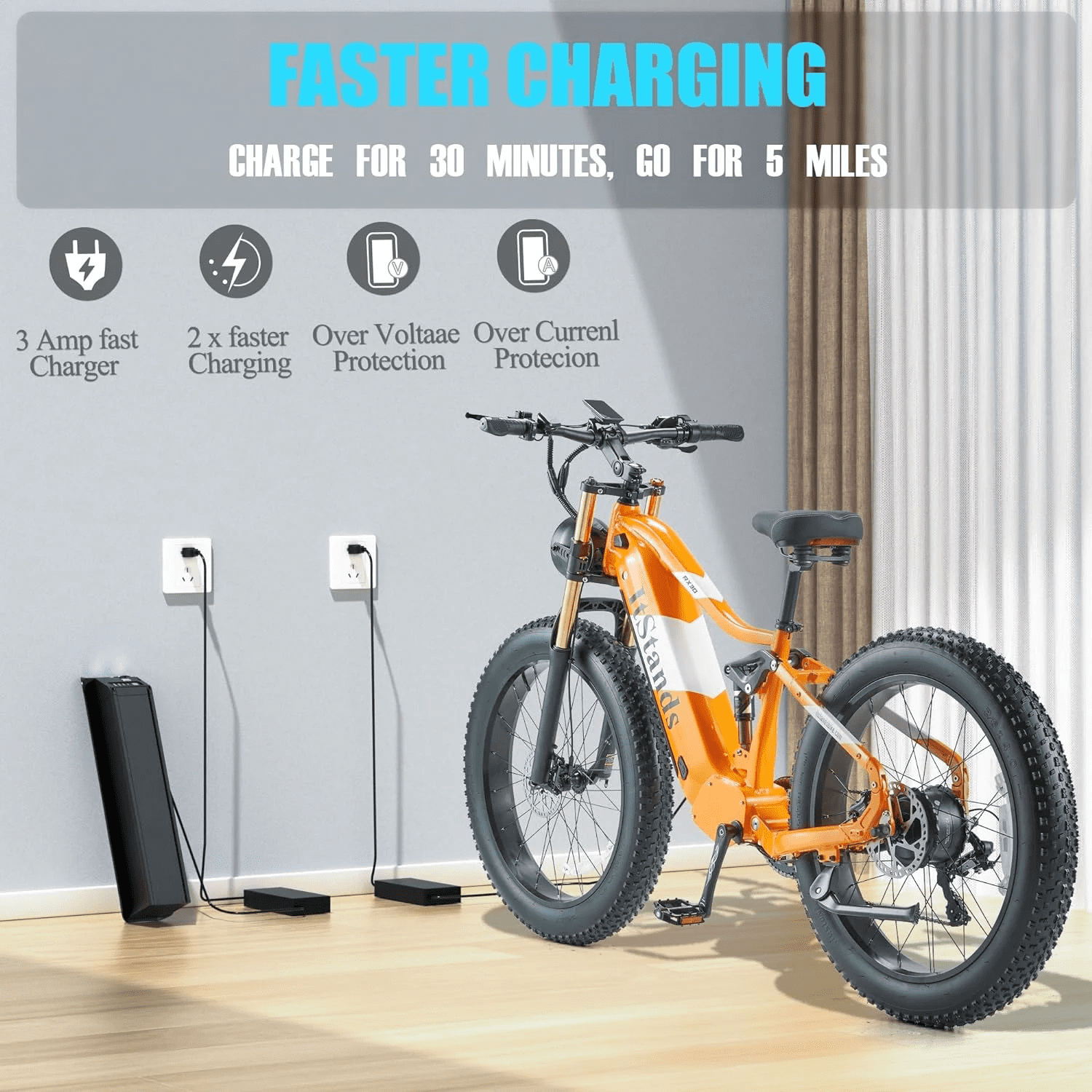 Dual Motors 2000W Electric Bike for Adult 48V 30AH Removable Battery Ebike 26"X4"Fat Tire up to 30MPH &120 Miles Long Range Off Road Beach Mountain Full Suspension Electric Bicycle
