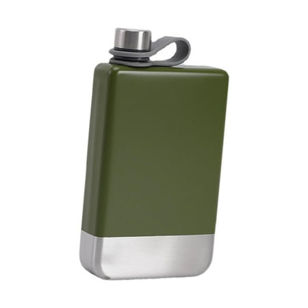 

304 Stainless Steel Hip Container Bottle for Backpacking Picnic Green