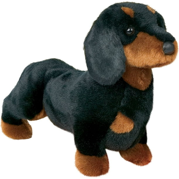 Peluches para perros Douglas Dachshund de peluche, color negro y marrón