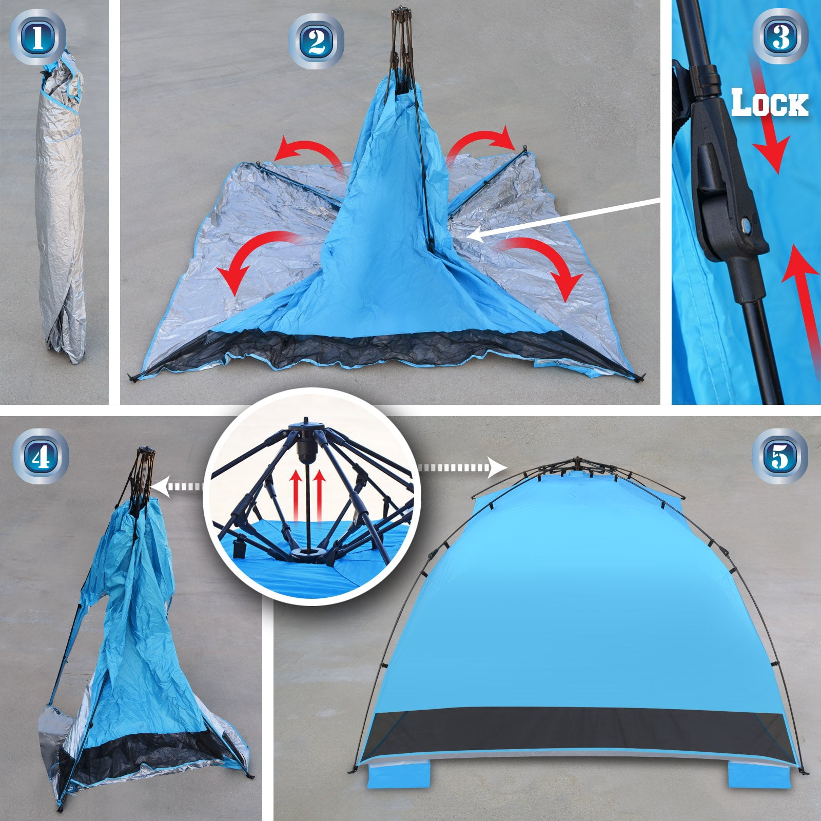 SUNNYOUTDOOR 8'x8'x5' Large Camping Tent Portable Pop up Beach Canopy Sunshade Shelter Sport