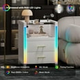 thumbnail image 6 of DENEST Modern LED Nightstand with 2 Drawers & Charging Station, White, 6 of 9