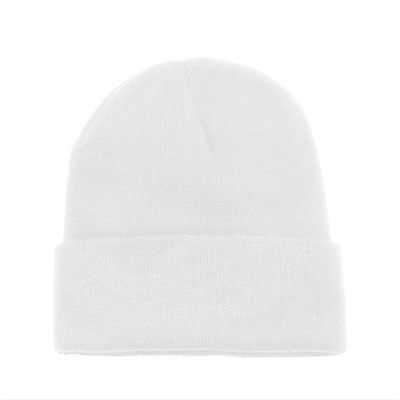 Set of 3 Plain Long Cuffed Beanies Skullies for Men and Women (White)