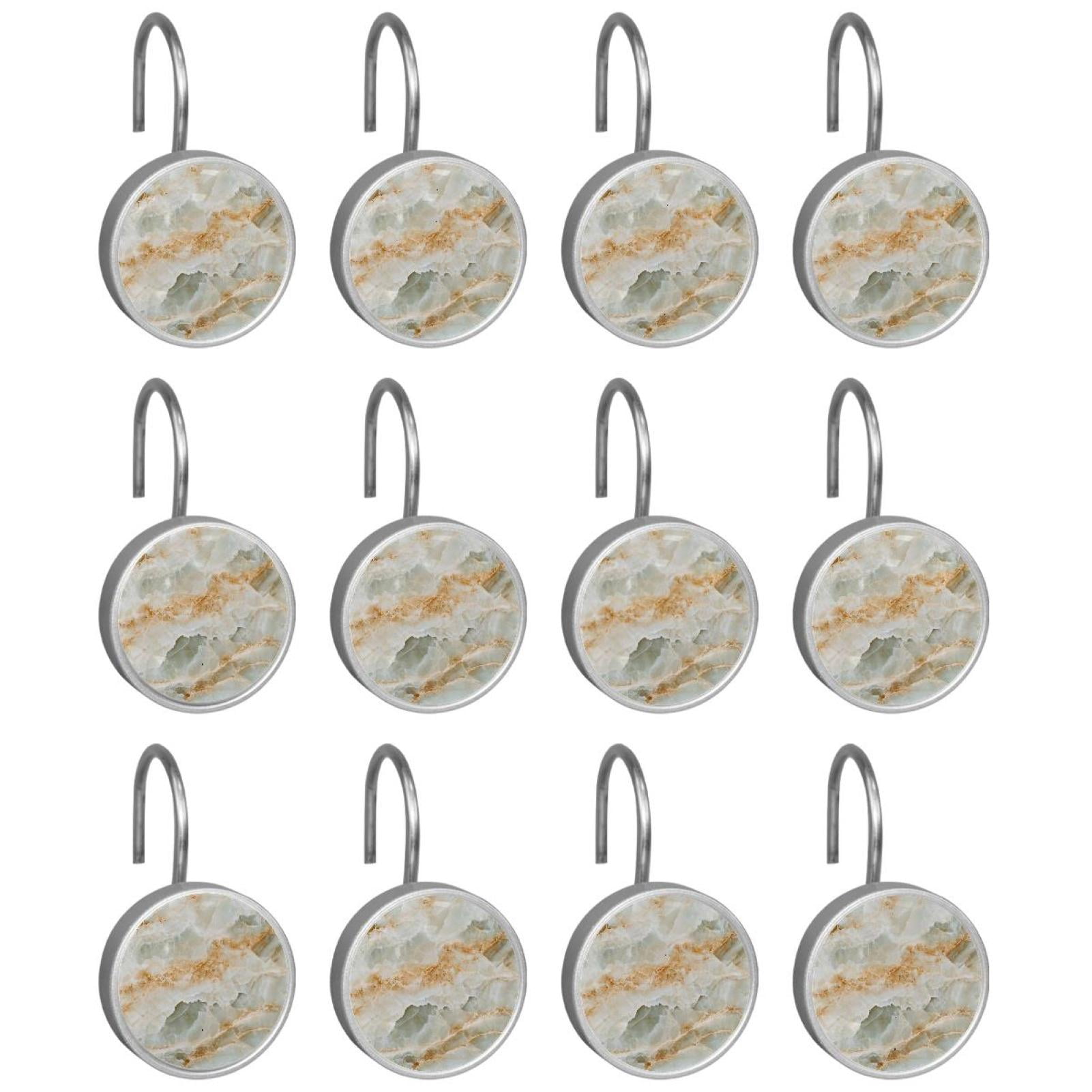 HemaKayy 12 Pcs Shower Curtain Hooks Bathroom Decorative Accessories Marble