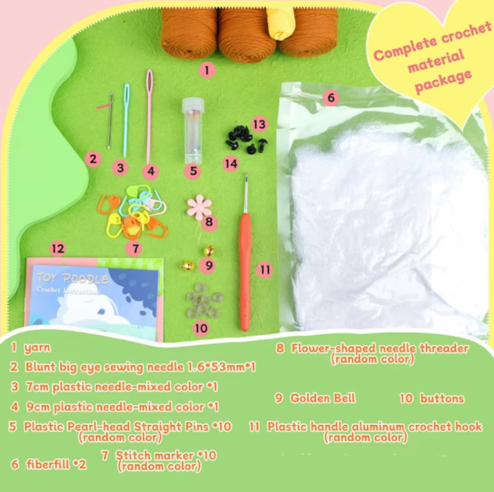 TIKA Teddy Dog Crochet Kit for Beginners, Amigurumi Starter Set with Video Tutorial