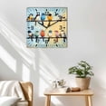 thumbnail image 3 of Spring Bird Wooden Wall Clock Silent Non Ticking, Blue Yellow Colorful Animal Oil Painting Square Wall Clocks Battery Operated, Decor Clock for Home Office, Living Room, Kitchen, 12 Inch, 3 of 9