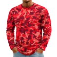 thumbnail image 3 of LNZGNM T-shirts for Men Long Sleeve Crew Neck Camo Comfortable Soft with Easy Care Tee Vacation Leisure Everyday,Red(XL), 3 of 8