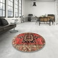 thumbnail image 4 of Ahgly Company Machine Washable Indoor Round Traditional Tiger Orange Brown Area Rugs, 3' Round, 4 of 7