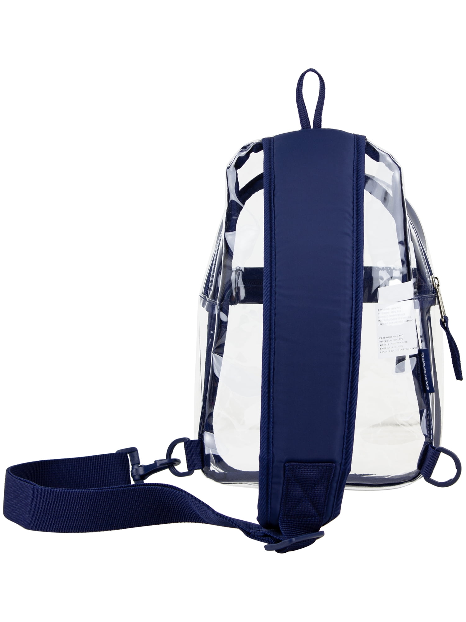 Eastsport Unisex Clear Sling Stadium Approved Bag, Blue Trim