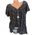 thumbnail image 2 of NominalSnug Women Plus Size Tops Short Sleeve V-Neck Print Pullover Blouses, 2 of 6