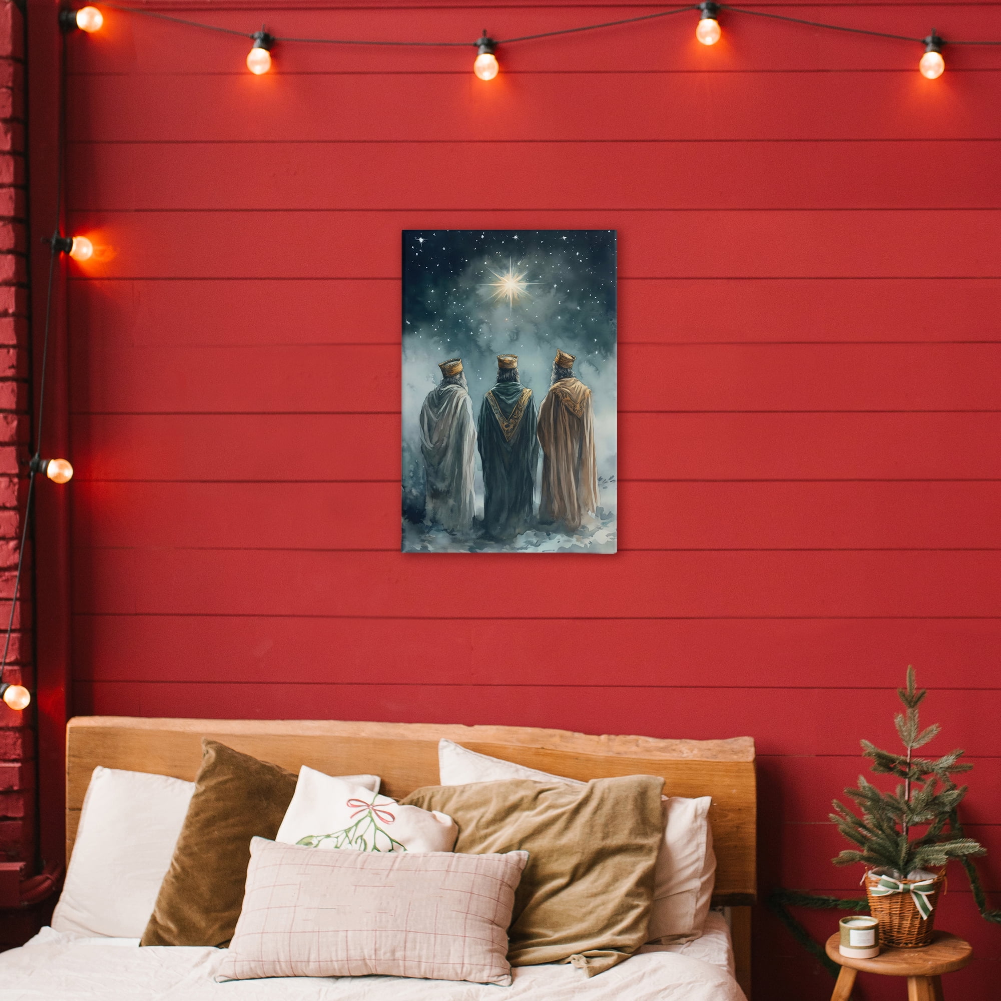 Three Wise Men & North Star Canvas Wall Art, design by Petal Prints Design