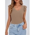 thumbnail image 3 of PRETTYGARDEN Womens V Neck Summer Tops Ruffle Sleeveless Slim Fit T Shirts Going Out Casual Blouses, 3 of 7