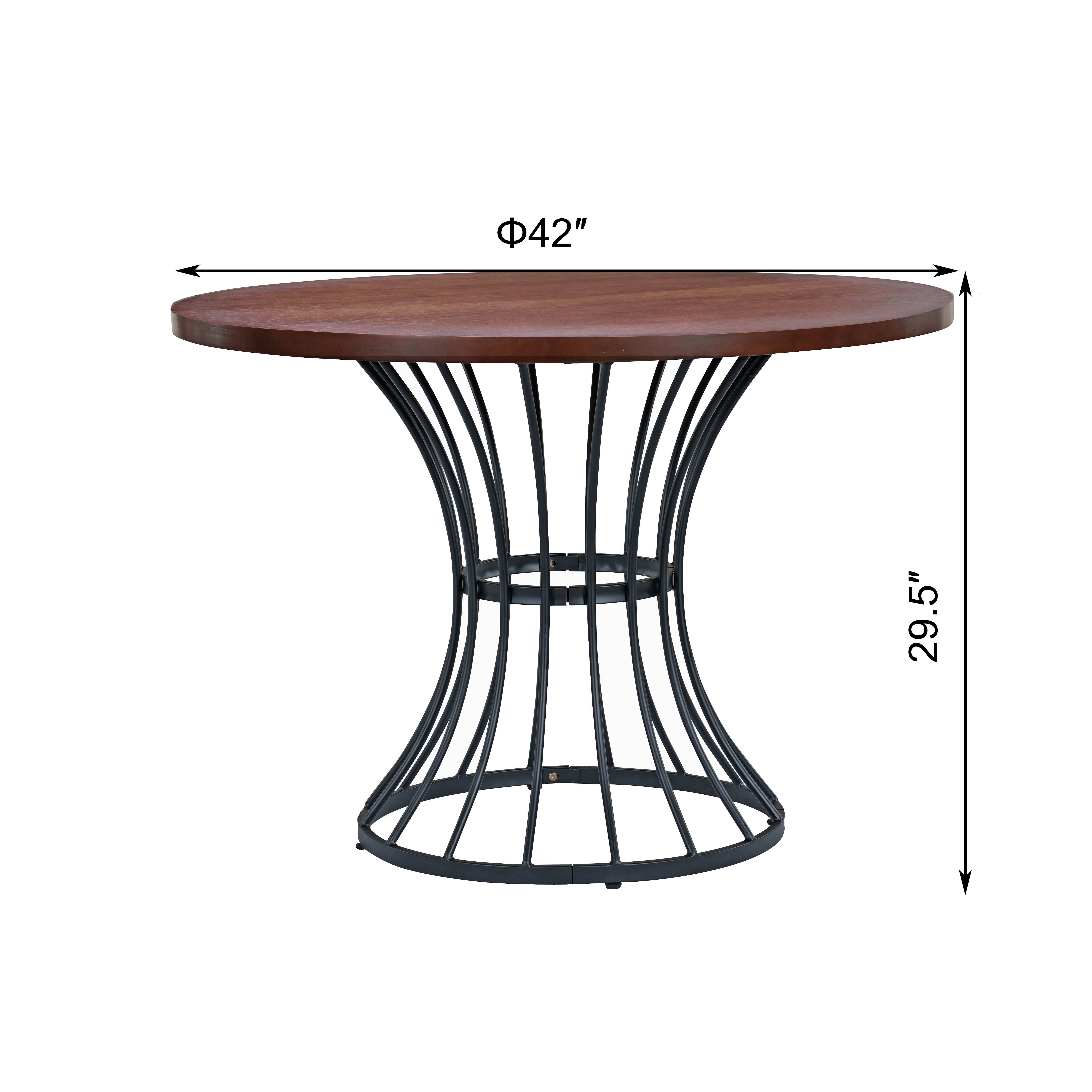 Euroco 3 Piece Dining Table Set for 2 ,42" Round Kitchen Table with 2 Upholstered Chairs and Heavy-Duty Iron Base,Compact Dining Set for Small Spaces, Kitchen, Living Room,Walnut