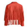 thumbnail image 5 of Fiaer,Womens Loose Fit Oversized Cropped Leather Jackets,Ladies Casual Trendy Long Sleeve Fringe Solid Color Lightweight Comfy Tops Orange XL, 5 of 9