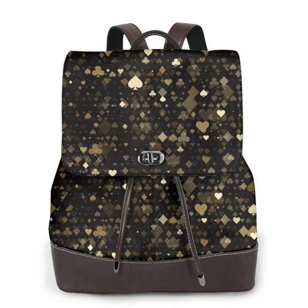 Disketp Casino Mochila de Cuero para Mujer, Bolso de Espalda Antirrobo con Estilo para Viaje, Trabajo y Uso Diario