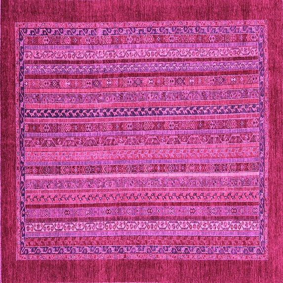 Ahgly Company Indoor Square Abstract Pink Modern Area Rugs, 3' Square