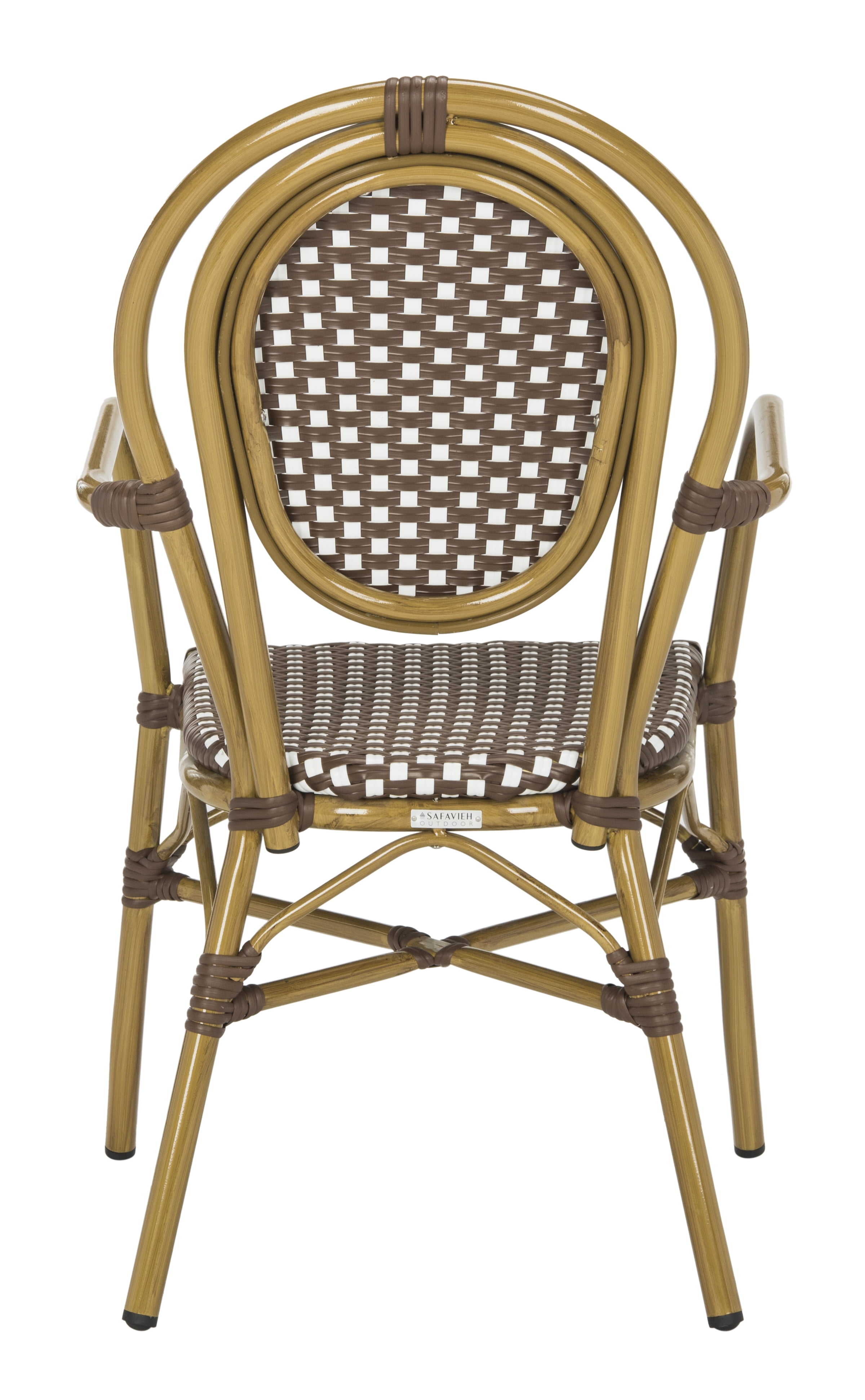 Safavieh Rosen Outdoor Stacking Arm Chair, Set of 2 - Brown/White