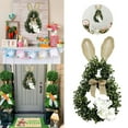 thumbnail image 3 of JHEHF 19.7" Easter Bunnies Wreath Rabbit Shaped Rustic Farmhouse Front Door Garland Wall Window Hanging Ornament Spring Festival Wreath Decorations, 3 of 9