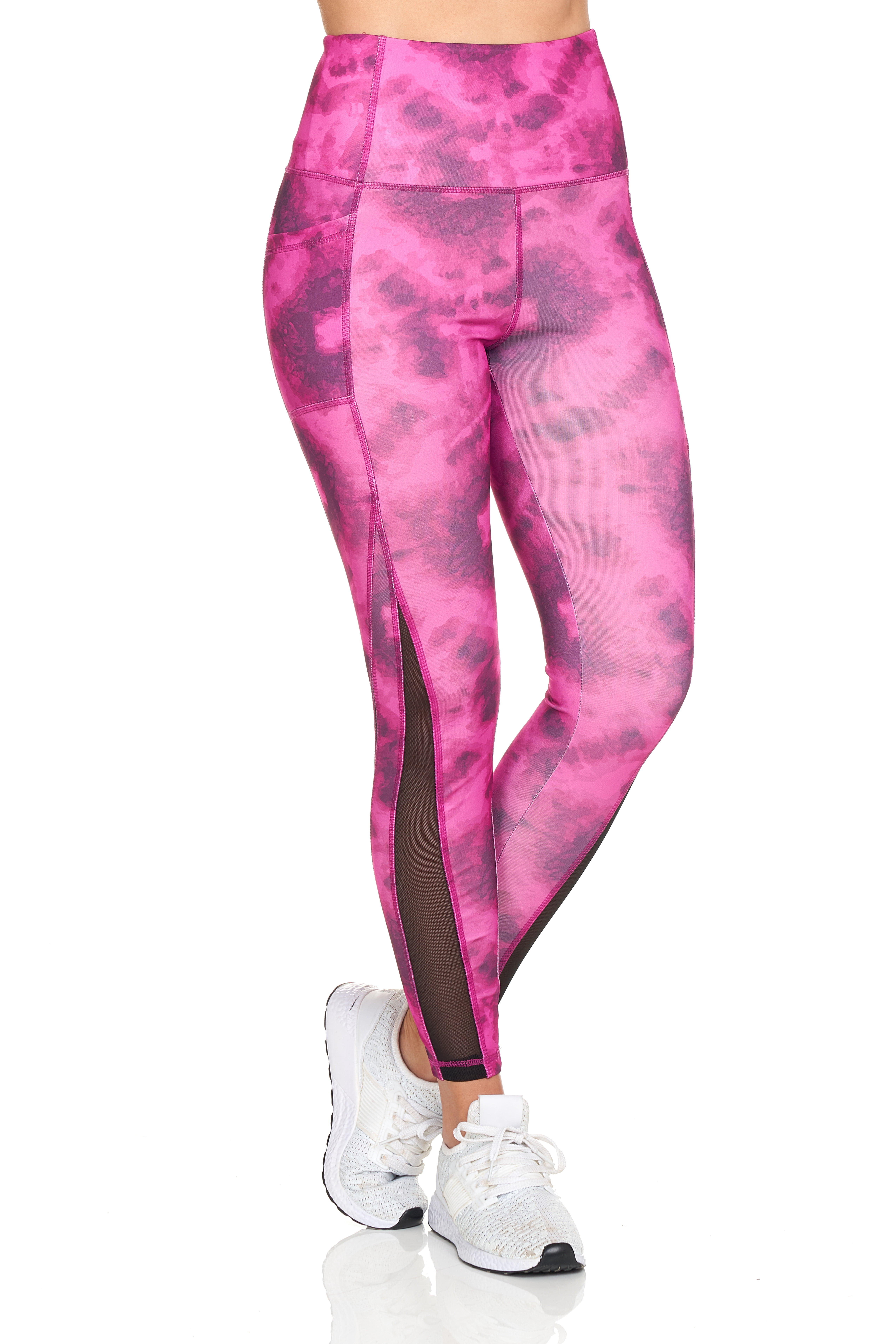 BSP Women's Tie-Dye Full Length Leggings With Mesh & Pockets