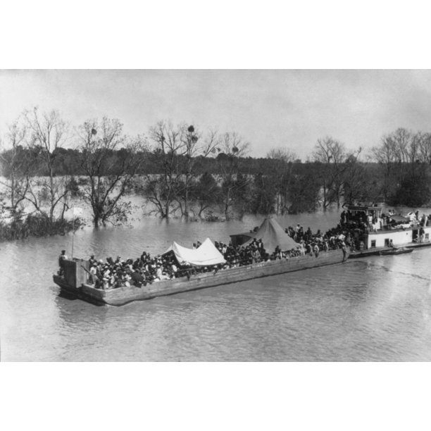 Barge Loaded With Poor African American Refugees On The Sunflower River